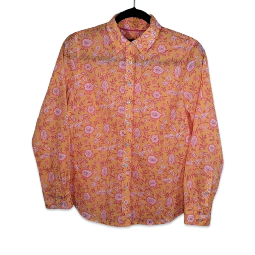 Talbots Orange and Pink Button Down Shirt Size P